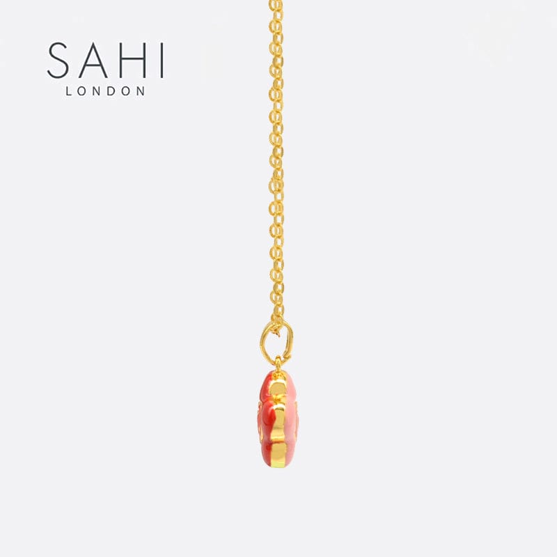 Little Red Flower Saffron Pendant Necklace Image3