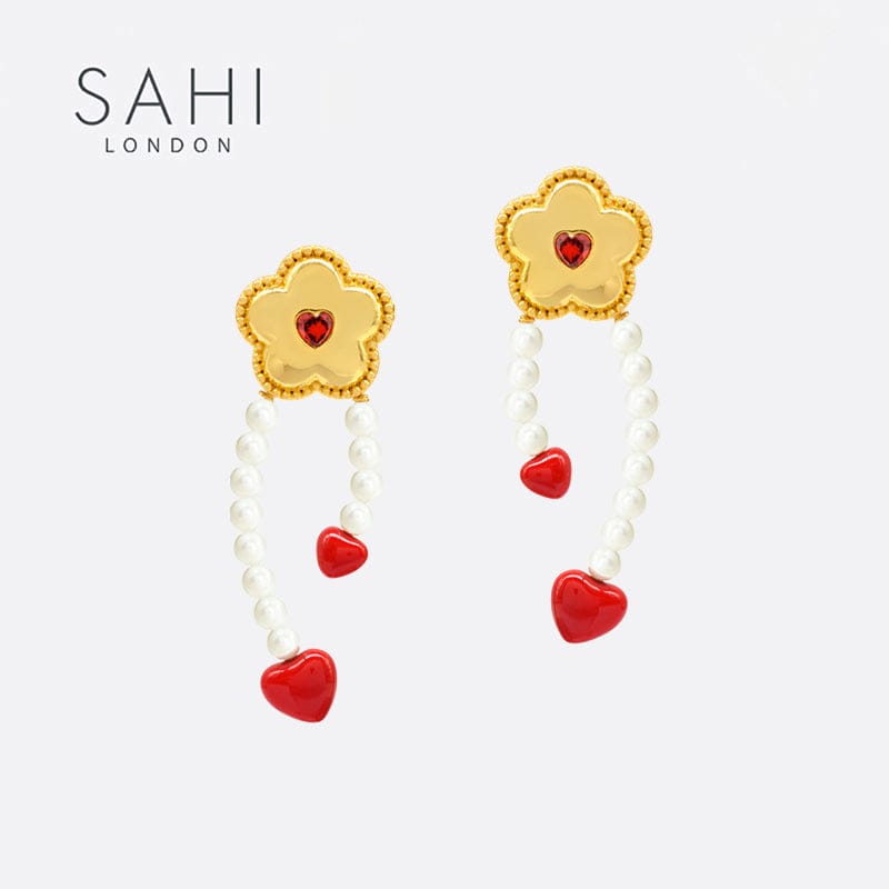 Red heart hot sale hoop earrings