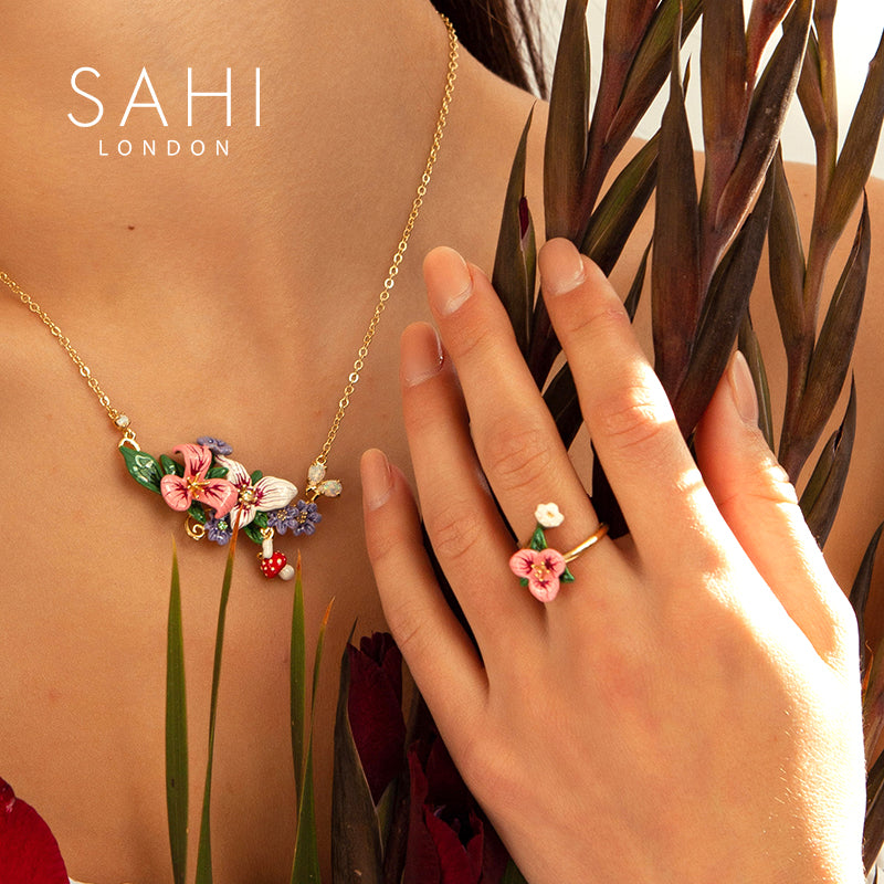 Sahi Enchanting Garden Pink Adjustable Ring
