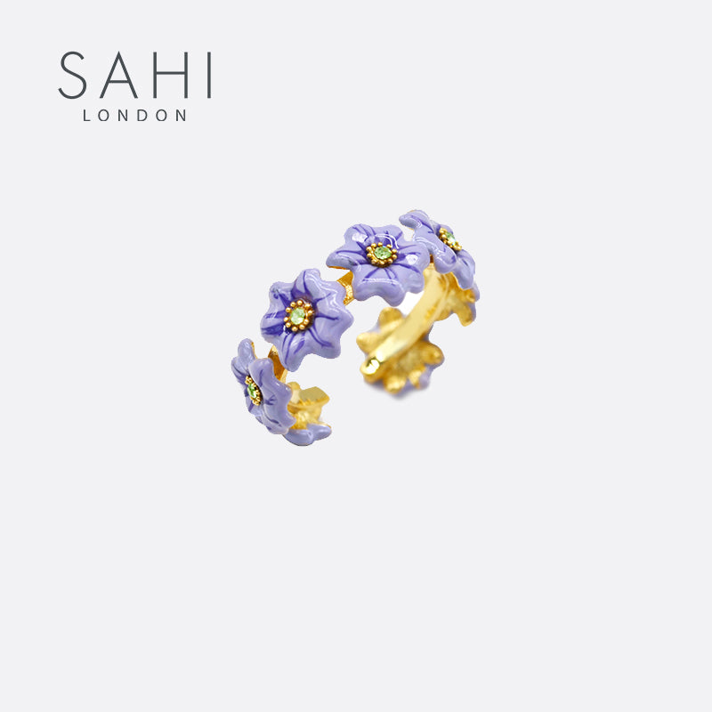 Sahi Enchanting Garden Blue Adjustable Ring