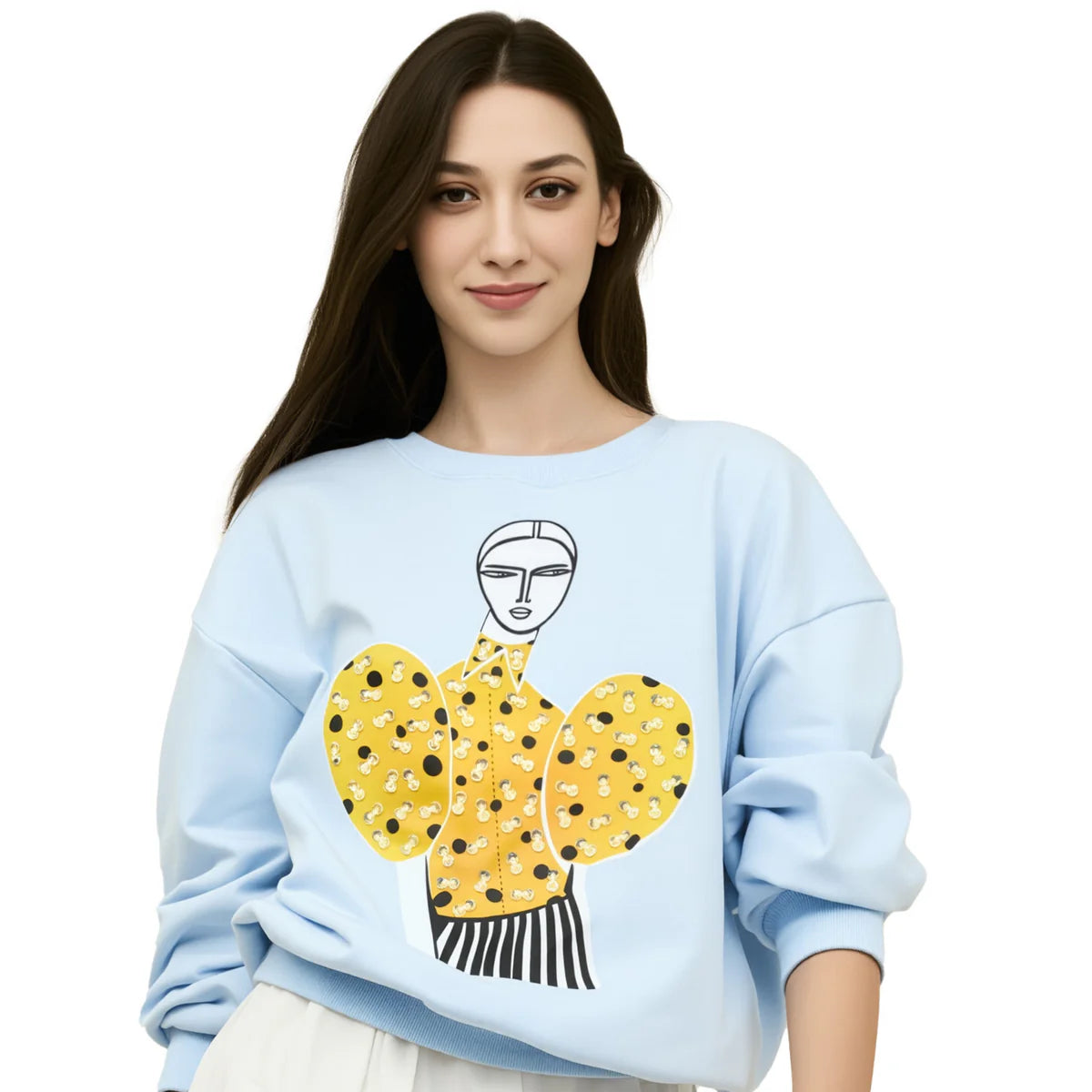 Cotton Printed and Embroidered  Sweatshirt