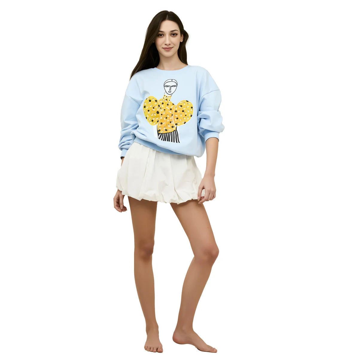 Cotton Printed and Embroidered  Sweatshirt