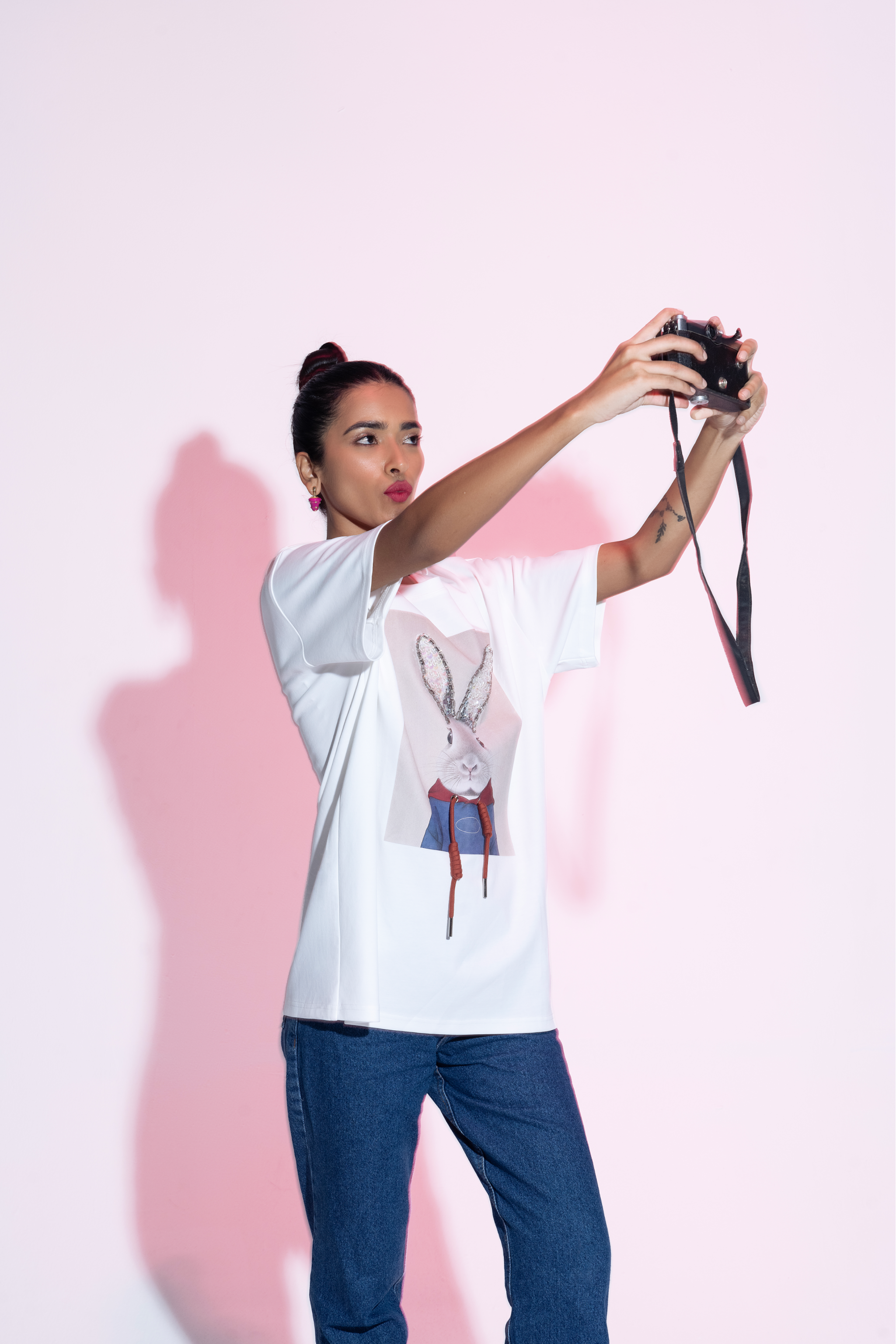 Pop Art Roger Unisex T-Shirt – Hand-Embroidered, 95% Cotton, Relaxed Fit