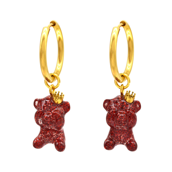 Sahi Polyresin Bear Maroon Drop Earrings