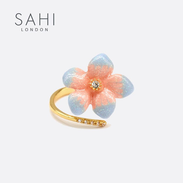 Sahi Peach Lilys Flower Open Ring