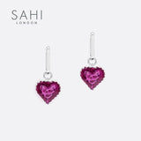 Sahi Love Heart Enameled Drop Dangling Earing