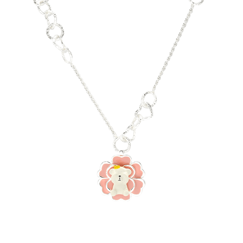 Camellia Bear Flower Pendant Necklace  Image 6