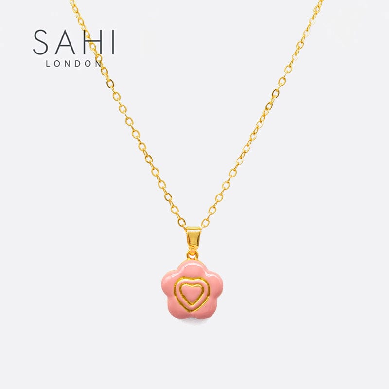 Little Red Flower Saffron Pendant Necklace Image2