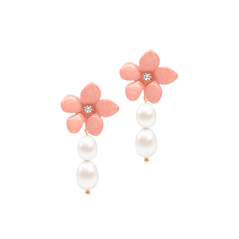 In Blossom Flower Bee Stud Earrings Image6