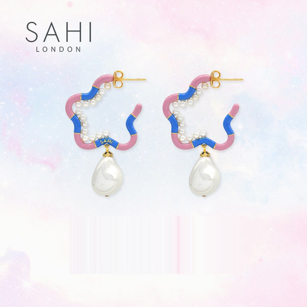 Sahi Fantasy Starfish Pearl Hoop Earrings