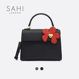 Little Red Flower Black Satchel Bag Image2