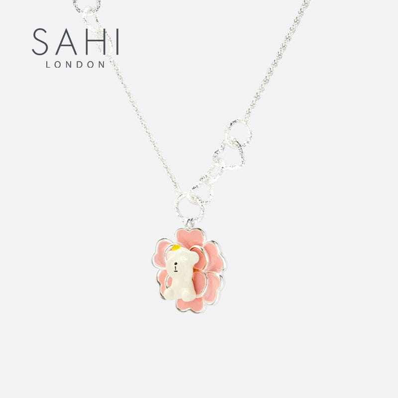 Camellia Bear Flower Pendant Necklace  Image 3