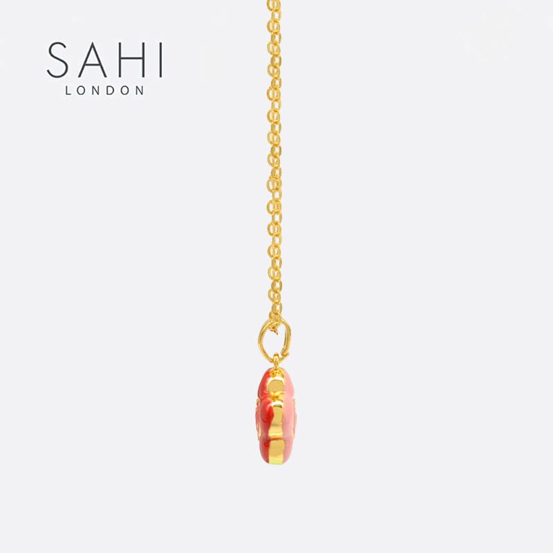 Little Red Flower Saffron Pendant Necklace Image3