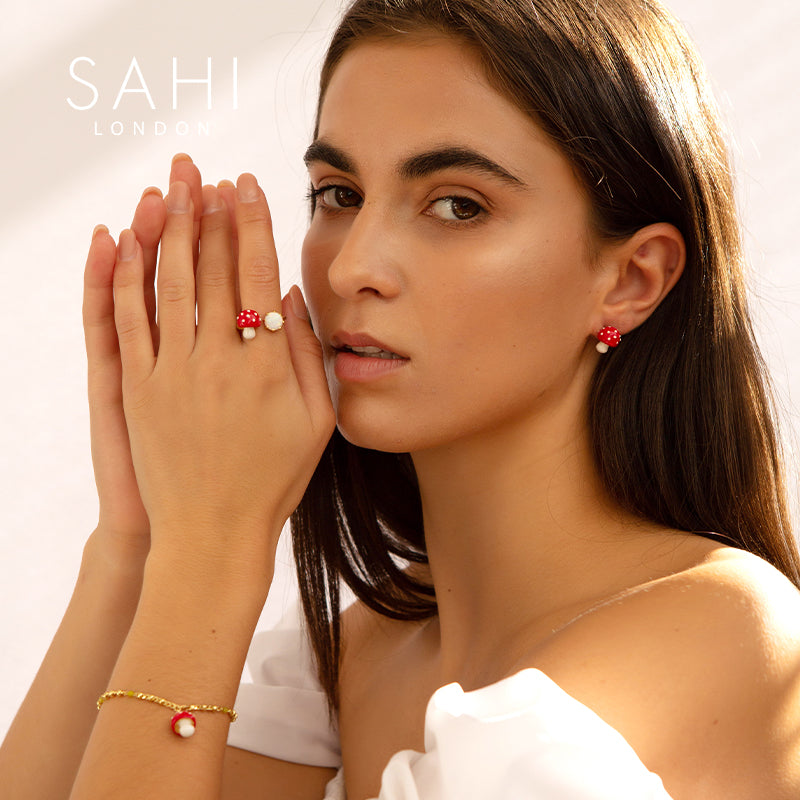 Sahi Red Mushroom Pendant Necklace