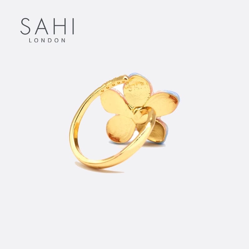 Sahi Peach Lilys Flower Open Ring