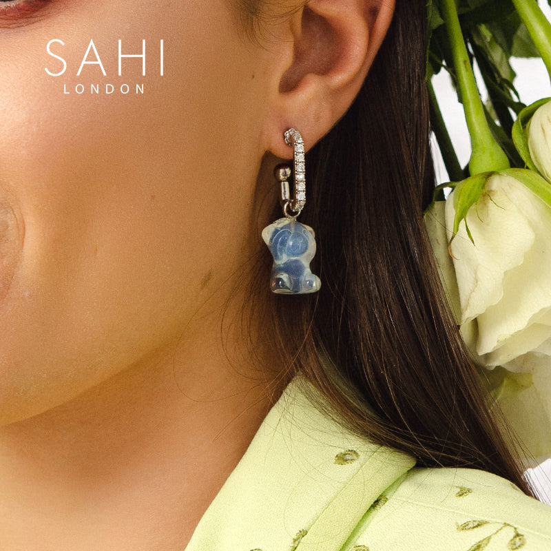 Sahi Blue Bear Drop Earrings
